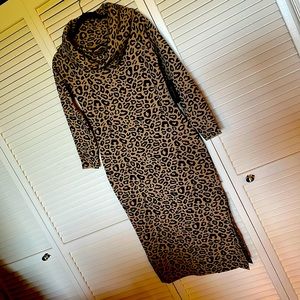 Worth New York Cowl neck Animal print long knit dress NWT Size Medium